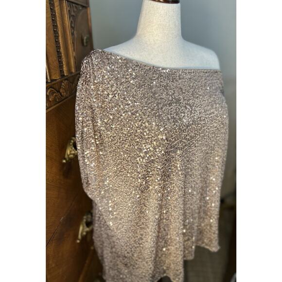 Torrid Gold Sequin Top Blouse Off Shoulder Stretch Size 2 (2XL) Party Holiday - Picture 1 of 10